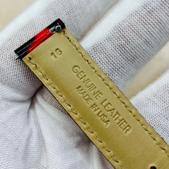 EUC MICHELE 16mm Red/Black Leopard Print Genuine Leather Replacement Band Strap - Picture 12 of 13